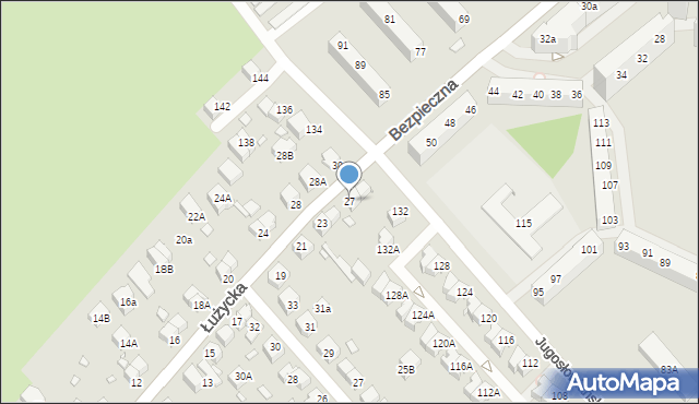 Wrocław, Łużycka, 27, mapa Wrocławia