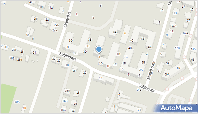 Wrocław, Łubinowa, 3, mapa Wrocławia