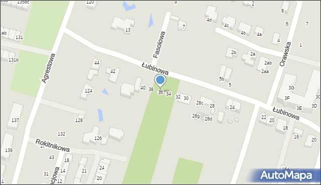 Wrocław, Łubinowa, 36, mapa Wrocławia