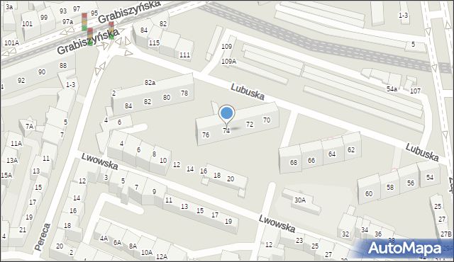 Wrocław, Lubuska, 74, mapa Wrocławia