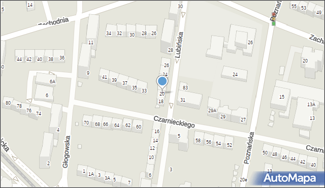 Wrocław, Lubińska, 20, mapa Wrocławia