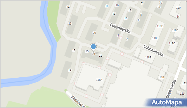 Wrocław, Lubomierska, 13, mapa Wrocławia