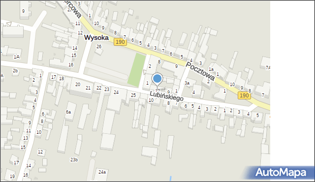 Wysoka, Lubińskiego, 12, mapa Wysoka