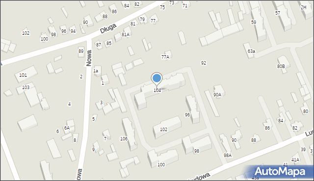 Wysokie Mazowieckie, Ludowa, 104, mapa Wysokie Mazowieckie