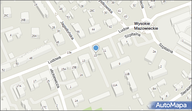 Wysokie Mazowieckie, Ludowa, 11l, mapa Wysokie Mazowieckie