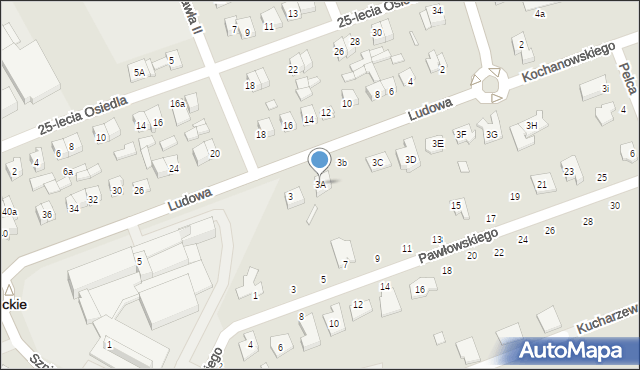 Wysokie Mazowieckie, Ludowa, 3A, mapa Wysokie Mazowieckie
