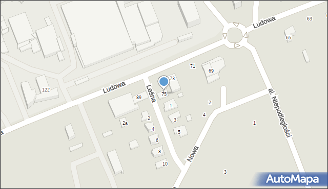Wysokie Mazowieckie, Ludowa, 75, mapa Wysokie Mazowieckie