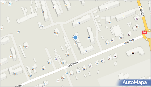 Wysokie Mazowieckie, Ludowa, 76, mapa Wysokie Mazowieckie