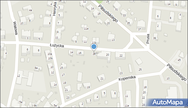 Żagań, Łużycka, 18, mapa Żagań