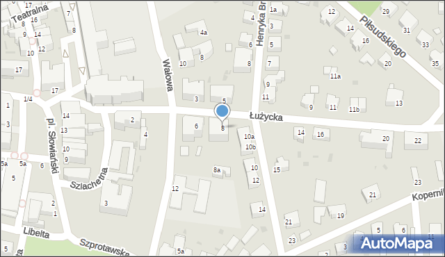 Żagań, Łużycka, 8, mapa Żagań