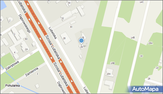 Zakręt, Lubelska, 24, mapa Zakręt