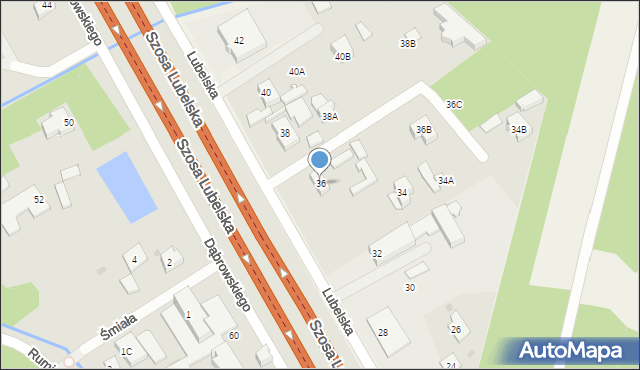 Zakręt, Lubelska, 36, mapa Zakręt