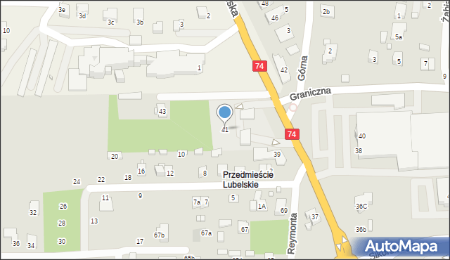 Zamość, Lubelska, 41, mapa Zamościa