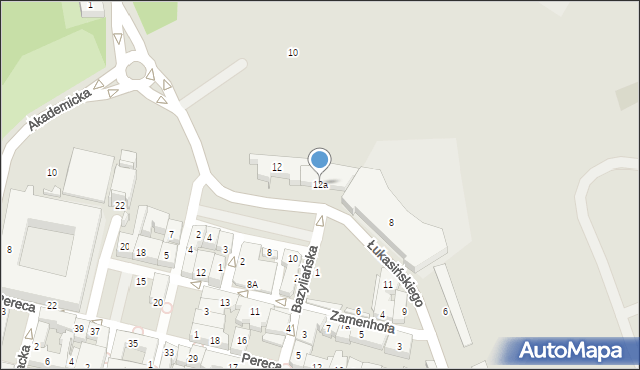 Zamość, Łukasińskiego Waleriana, mjr., 12a, mapa Zamościa