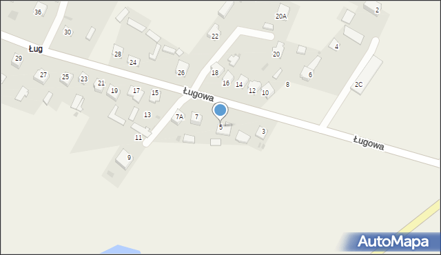 Zarzecze, Ługowa, 5, mapa Zarzecze