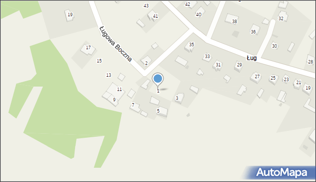 Zarzecze, Ługowa Boczna, 1, mapa Zarzecze