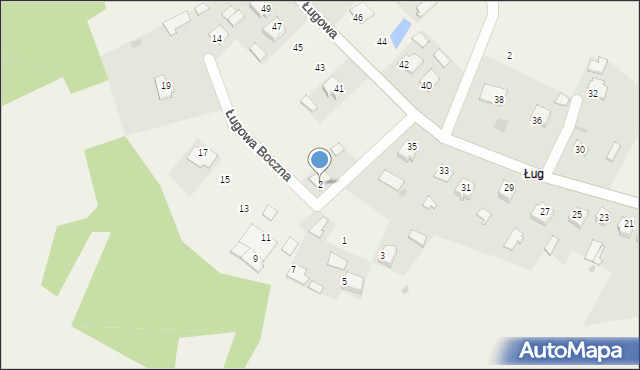 Zarzecze, Ługowa Boczna, 2, mapa Zarzecze