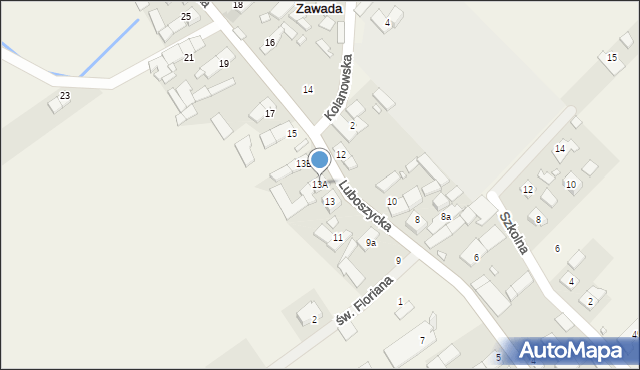 Zawada, Luboszycka, 13A, mapa Zawada