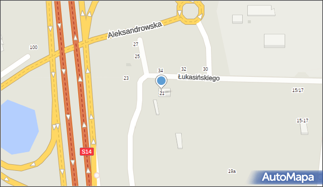 Zgierz, Łukasińskiego Waleriana, mjr., 21, mapa Zgierz