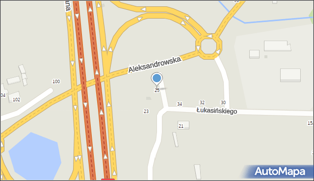 Zgierz, Łukasińskiego Waleriana, mjr., 25, mapa Zgierz
