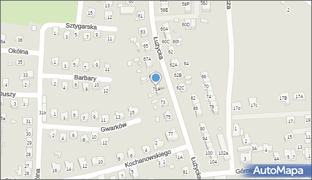 Zgorzelec, Łużycka, 71A, mapa Zgorzelec