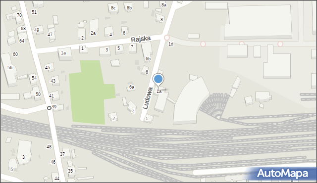 Zielona Góra, Ludowa, 1a, mapa Zielona Góra