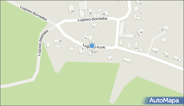 Zielona Góra, Ługowo-Kurki, 3, mapa Zielona Góra