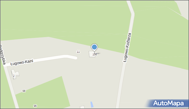 Zielona Góra, Ługowo, 106, mapa Zielona Góra