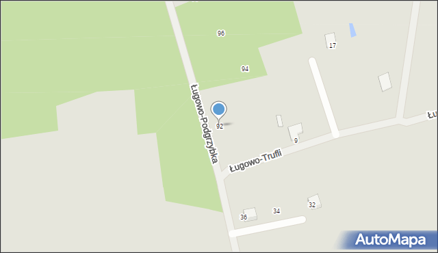 Zielona Góra, Ługowo, 92, mapa Zielona Góra