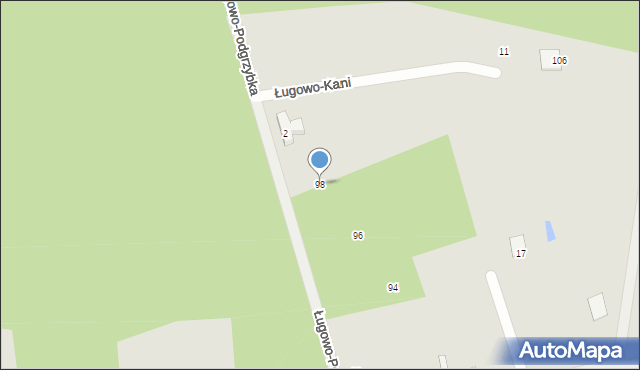Zielona Góra, Ługowo, 98, mapa Zielona Góra