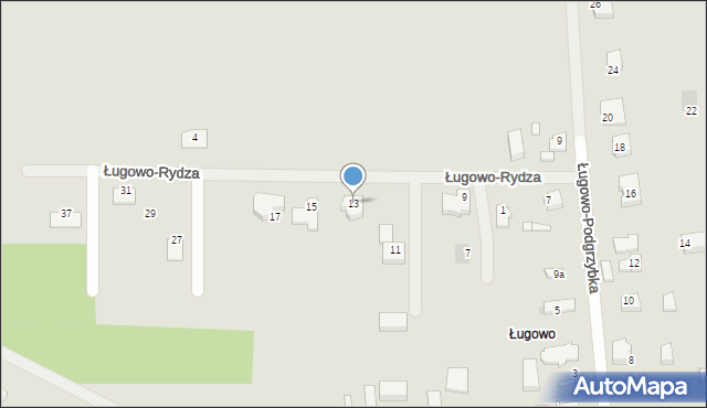 Zielona Góra, Ługowo-Rydza, 13, mapa Zielona Góra