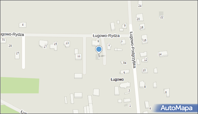 Zielona Góra, Ługowo-Rydza, 7, mapa Zielona Góra