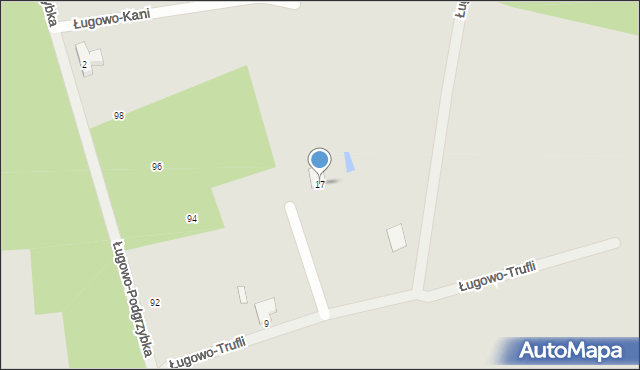 Zielona Góra, Ługowo-Trufli, 17, mapa Zielona Góra