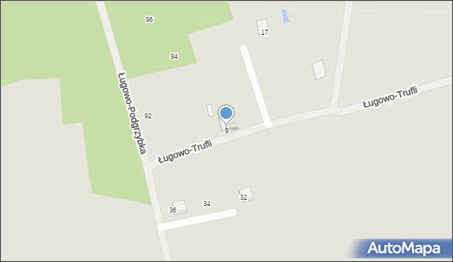 Zielona Góra, Ługowo-Trufli, 9, mapa Zielona Góra