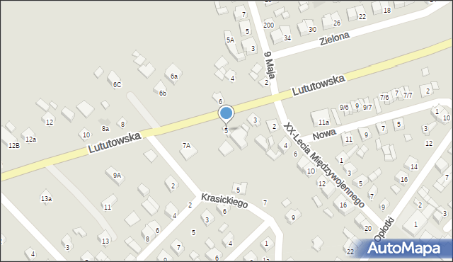 Złoczew, Lututowska, 5, mapa Złoczew