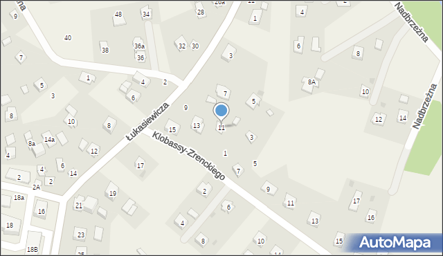 Zręcin, Łukasiewicza, 11, mapa Zręcin