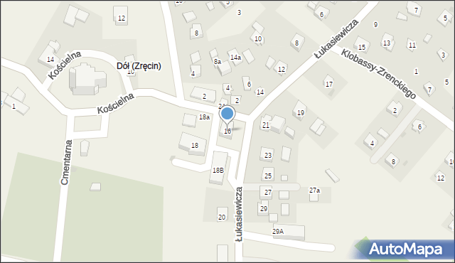 Zręcin, Łukasiewicza, 16, mapa Zręcin