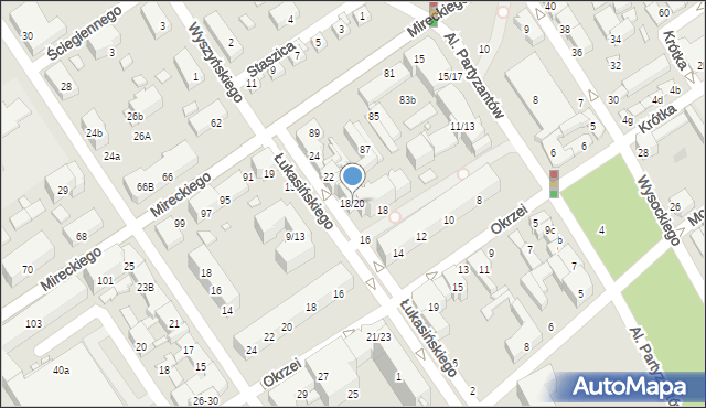 Żyrardów, Łukasińskiego Waleriana, mjr., 18/20, mapa Żyrardów