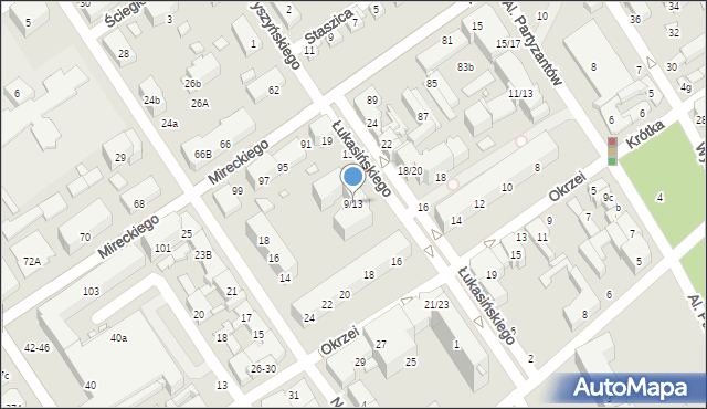 Żyrardów, Łukasińskiego Waleriana, mjr., 9/13, mapa Żyrardów