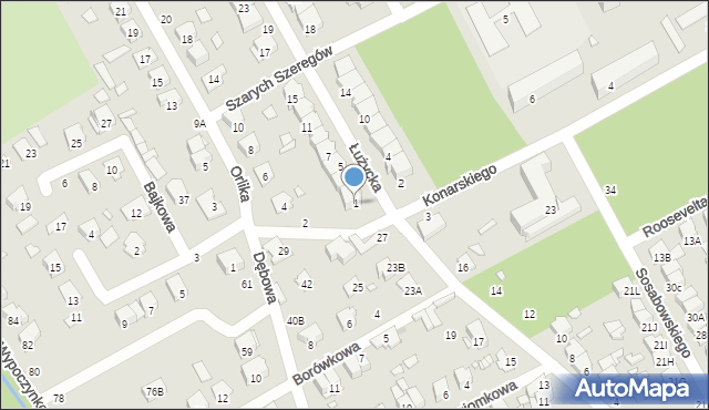 Żyrardów, Łużycka, 1, mapa Żyrardów