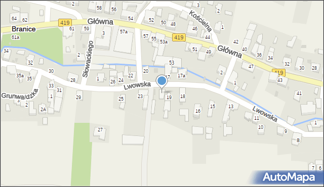 Branice, Lwowska, 21, mapa Branice