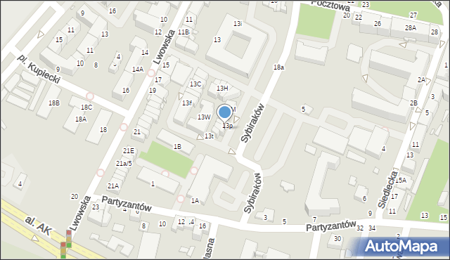 Chełm, Lwowska, 13r, mapa Chełma