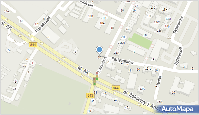 Chełm, Lwowska, 20, mapa Chełma