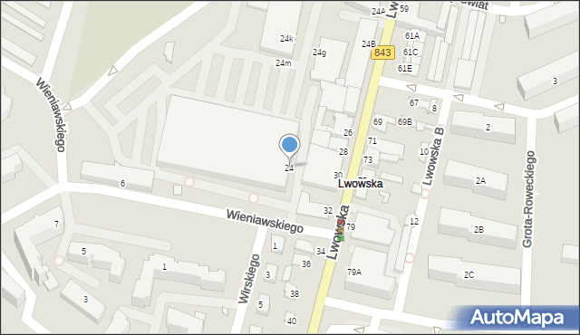 Chełm, Lwowska, 24, mapa Chełma