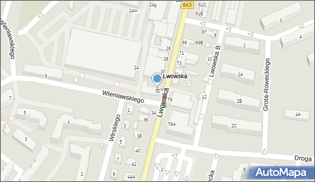 Chełm, Lwowska, 32, mapa Chełma