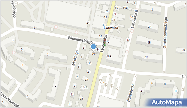 Chełm, Lwowska, 36, mapa Chełma