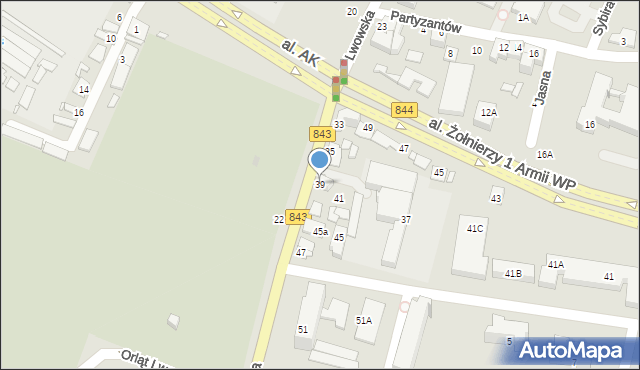 Chełm, Lwowska, 39, mapa Chełma