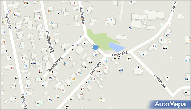 Częstochowa, Lwowska, 20, mapa Częstochowy