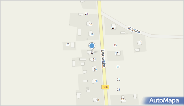 Dachnów, Lwowska, 22, mapa Dachnów