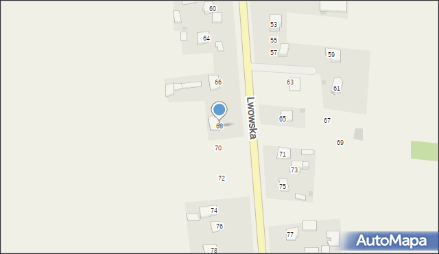 Dachnów, Lwowska, 68, mapa Dachnów